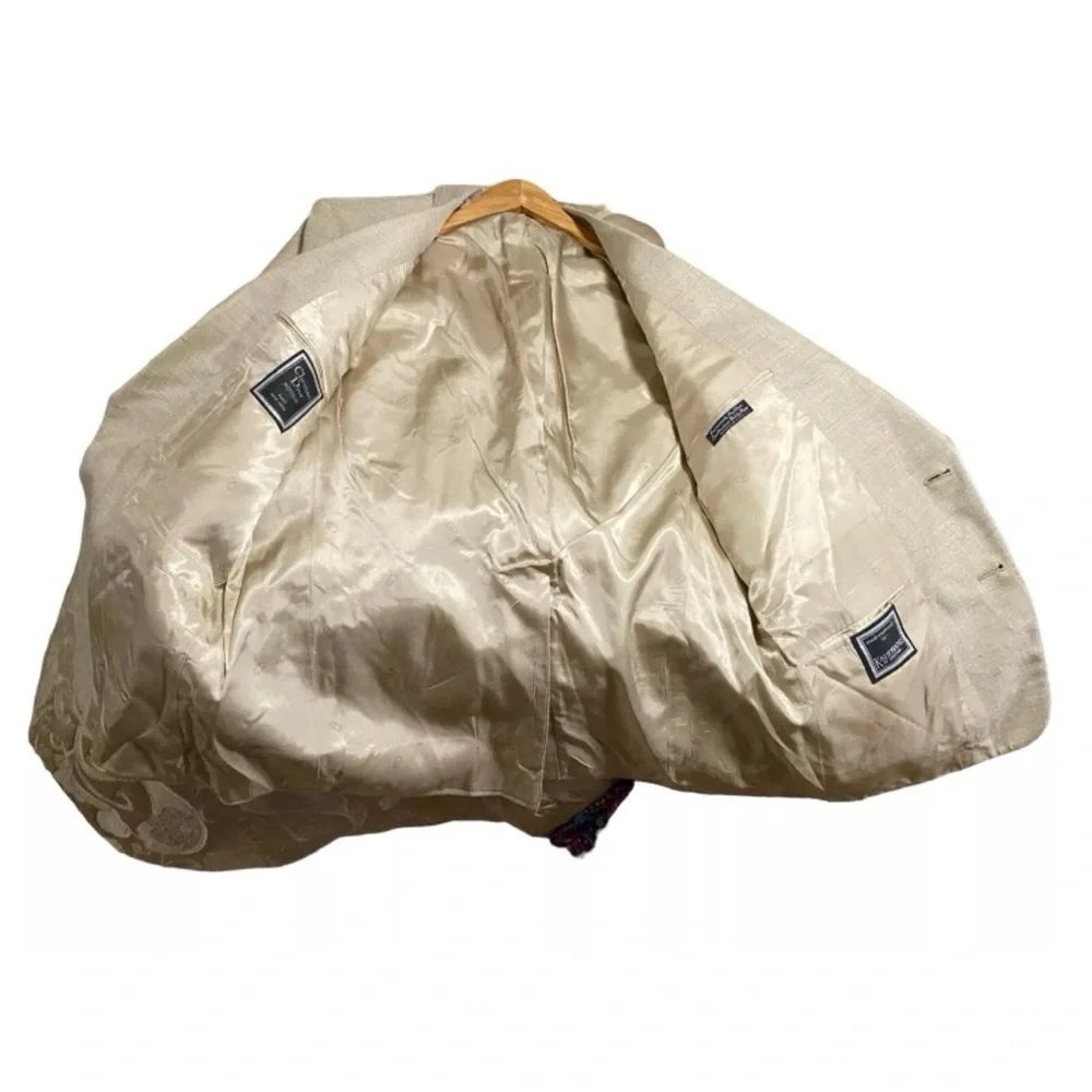 Christian Dior Vintage Tan Tweed Blazer Sport Coat Mens 44 R - Picture 6 of 7